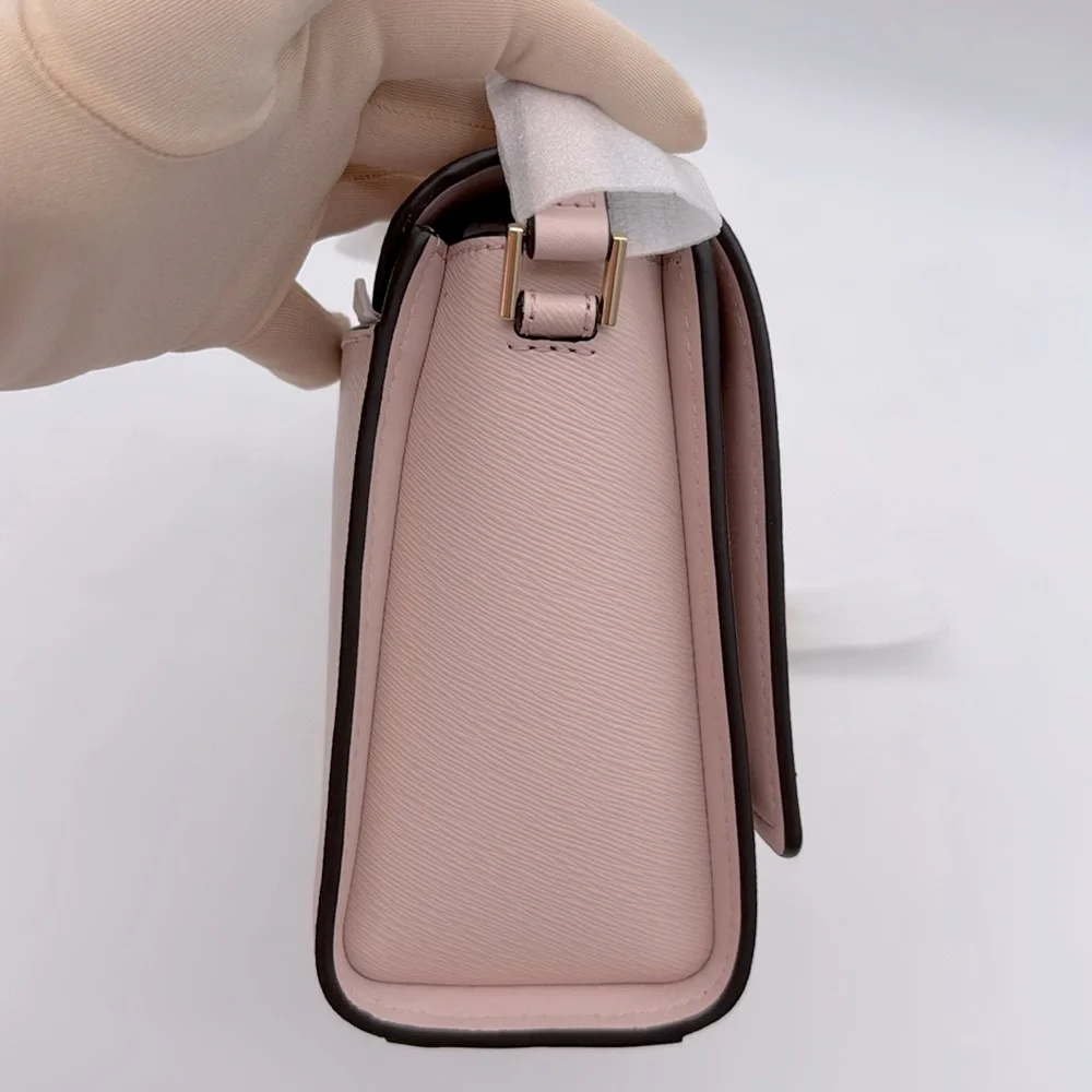 MICHAEL MICHAEL KORS Mimi Medium Leather Messenger Crossbody Bag Powder Blush